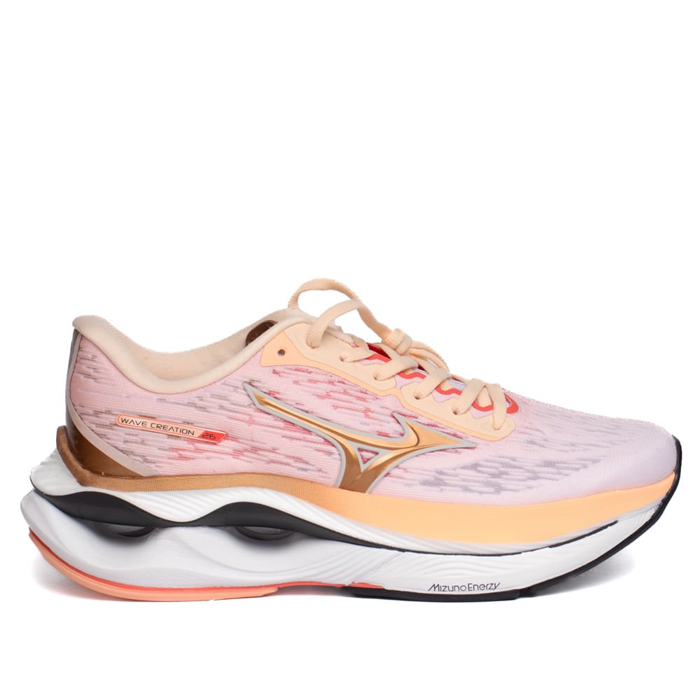 Tênis Feminino Mizuno Wave Creation 26 Carbono Rosa Claro