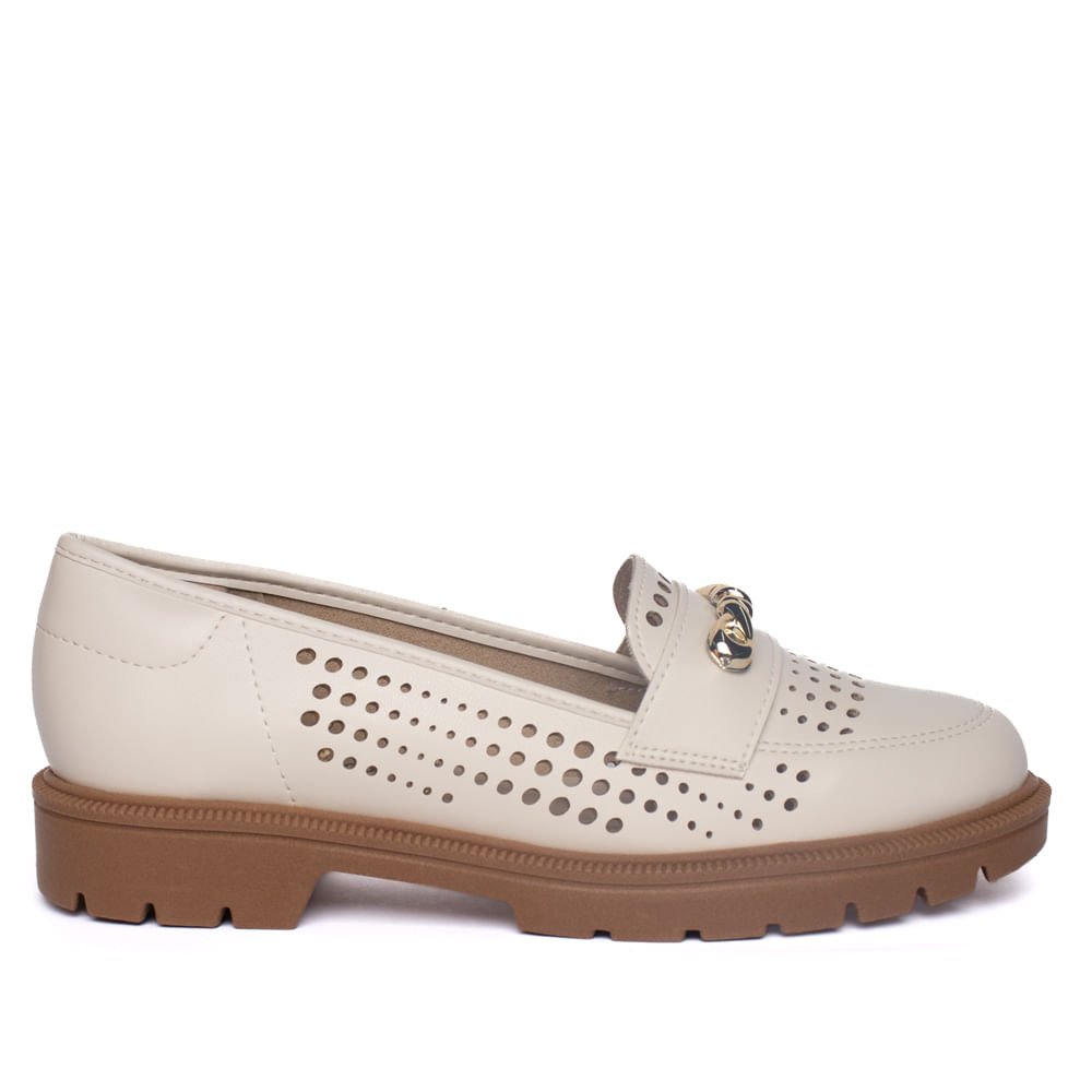 Mocassim Feminino Beira Rio Napa Vazado Off White