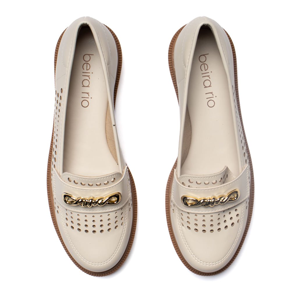 Mocassim Feminino Beira Rio Napa Vazado Off White Off White 4
