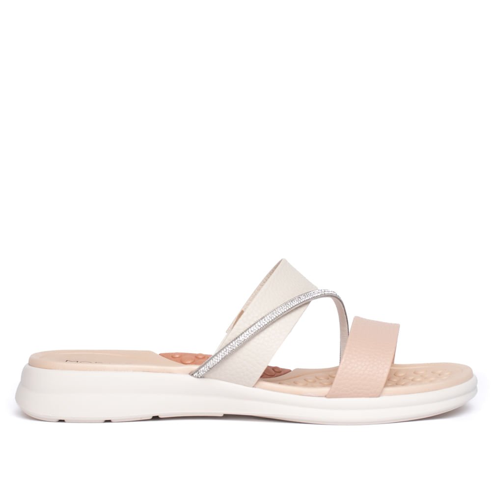 Tamanco Feminino Modare Com Tira de Strass Rosa/branco