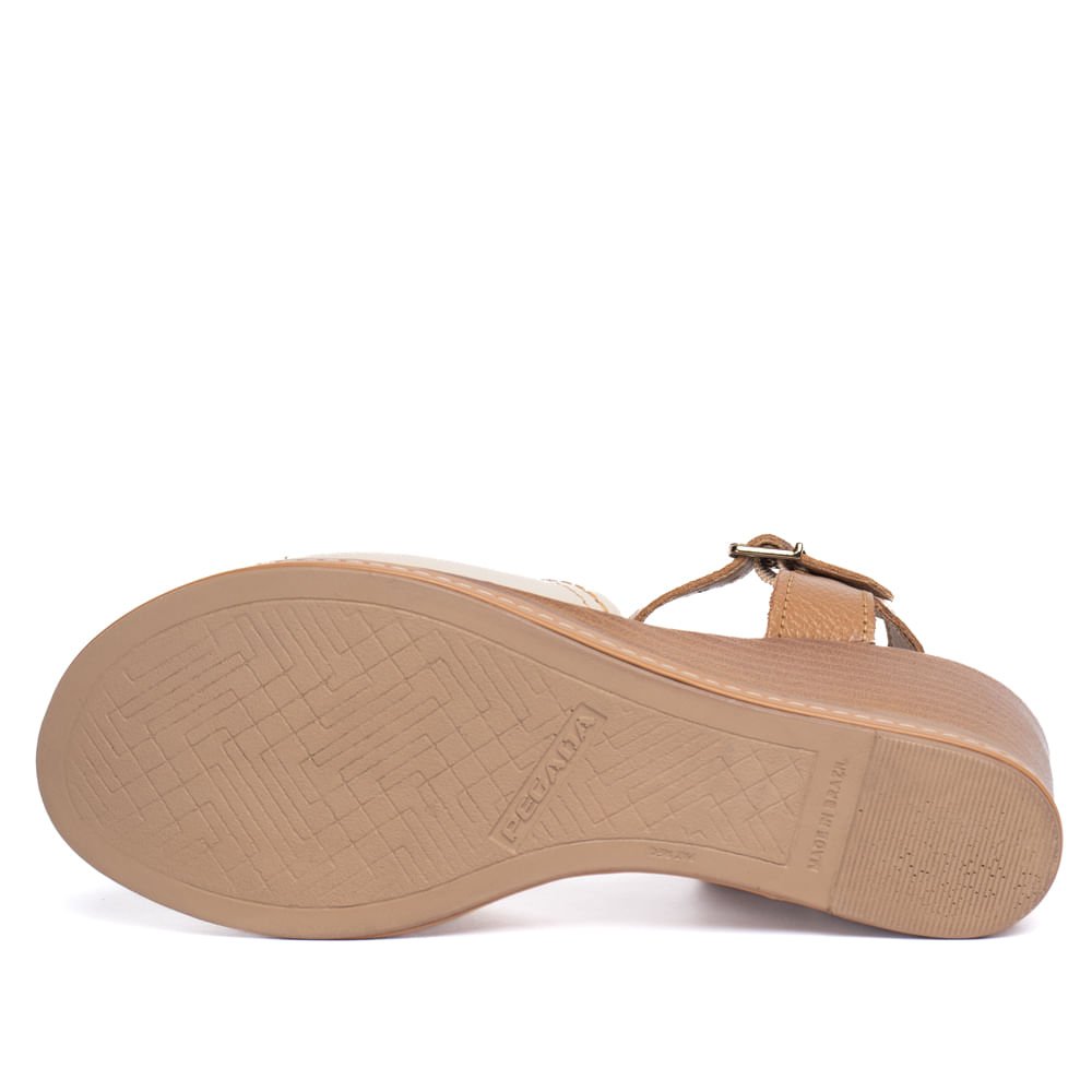 Sandália Feminina Pegada Couro Anabela Off White/Bege Off White 2