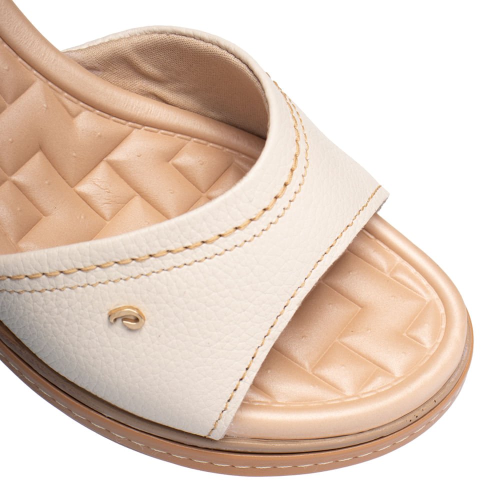 Sandália Feminina Pegada Couro Anabela Off White/Bege Off White 5