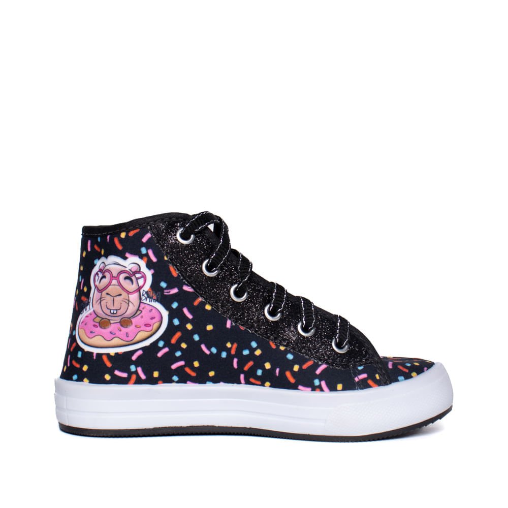 Tênis Infantil Winipeg Capivara Donut Preto/Rosa