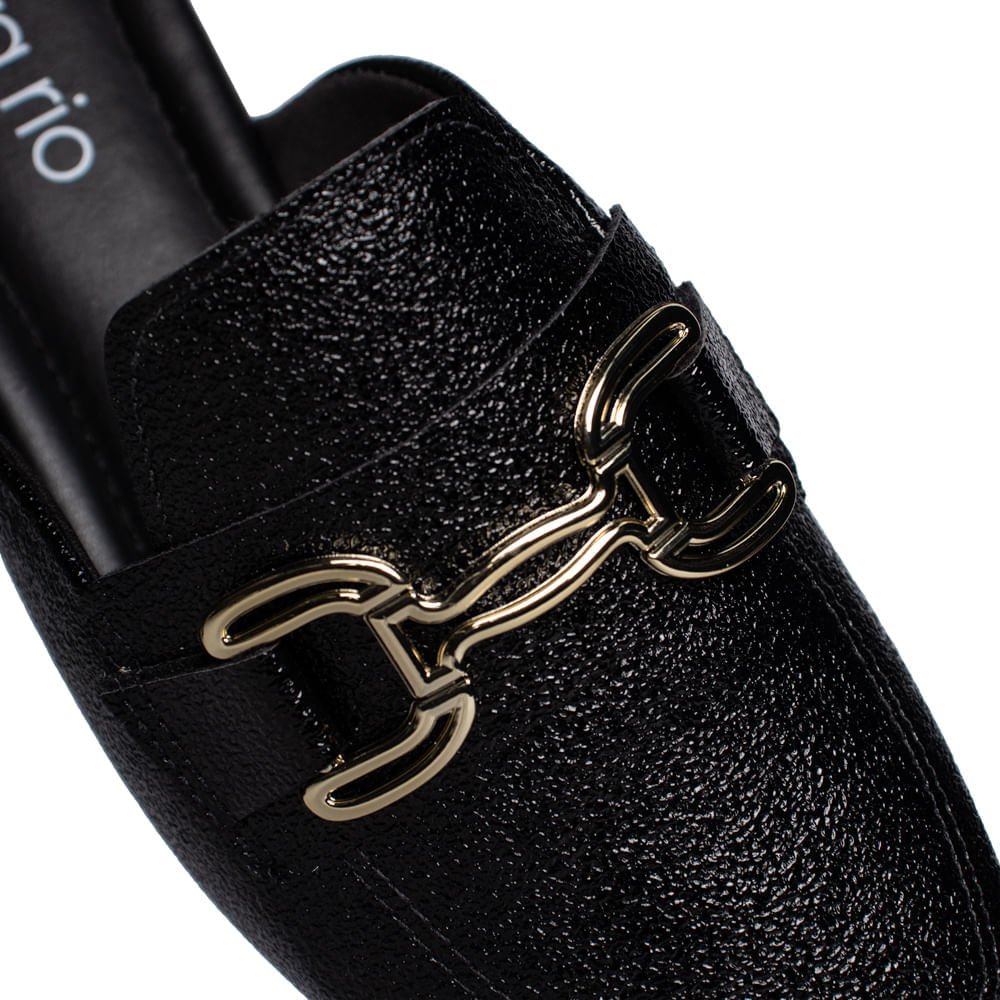 Sapatilha Mule Feminina Beira Rio Verniz Marmorizado Preto Preto 5