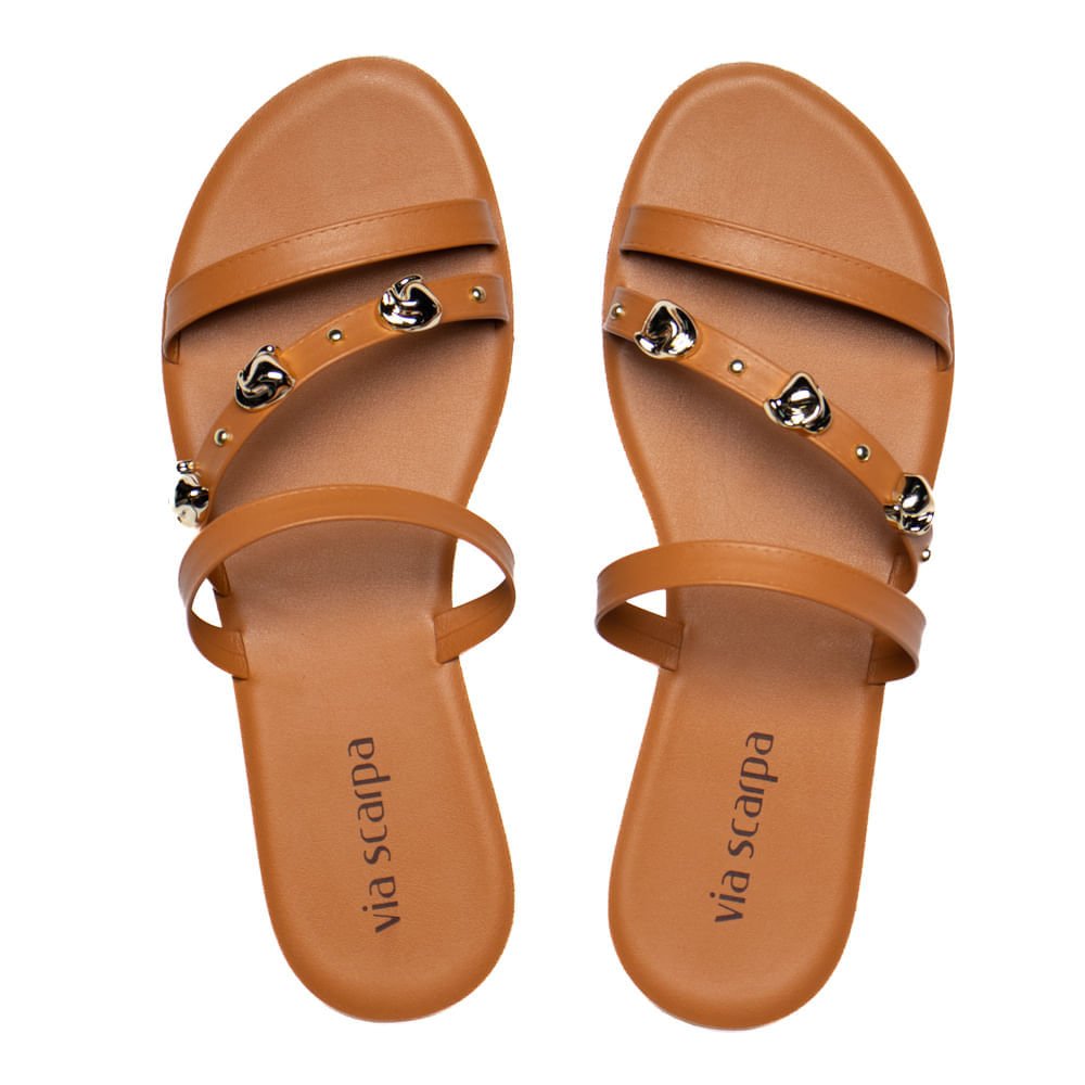 Rasteira Feminina Via Scarpa Napa Flatform Marrom