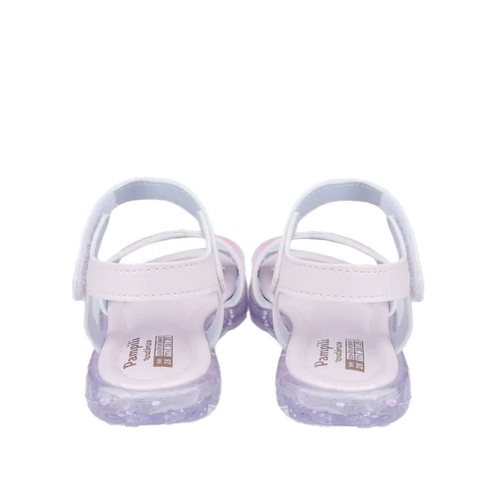 Sandália Infantil Pampili Led Borboleta Rosa Claro Branco 3