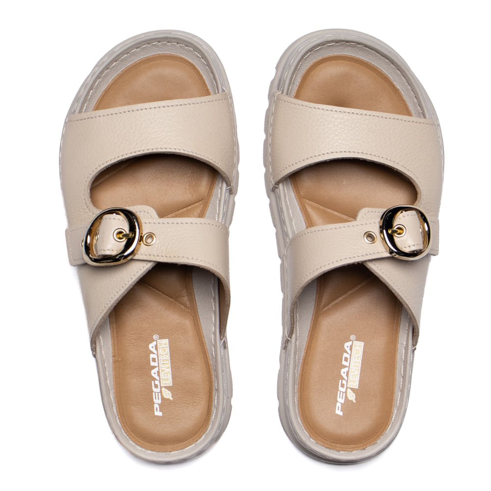 Tamanco Feminino Pegada Couro Levitech Off White/Bege Off White 3