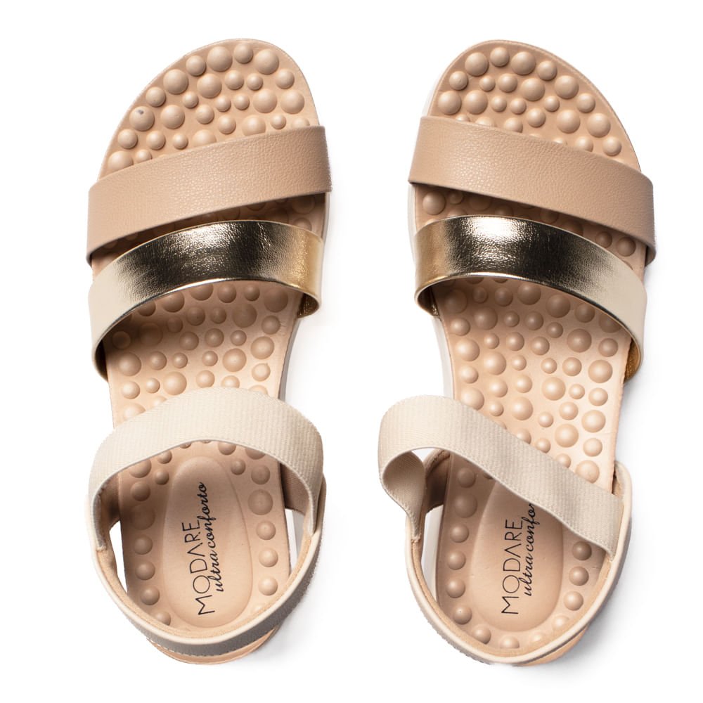 Sandália Feminina Modare com Tira Metalizada Bege Claro Bege Claro 4