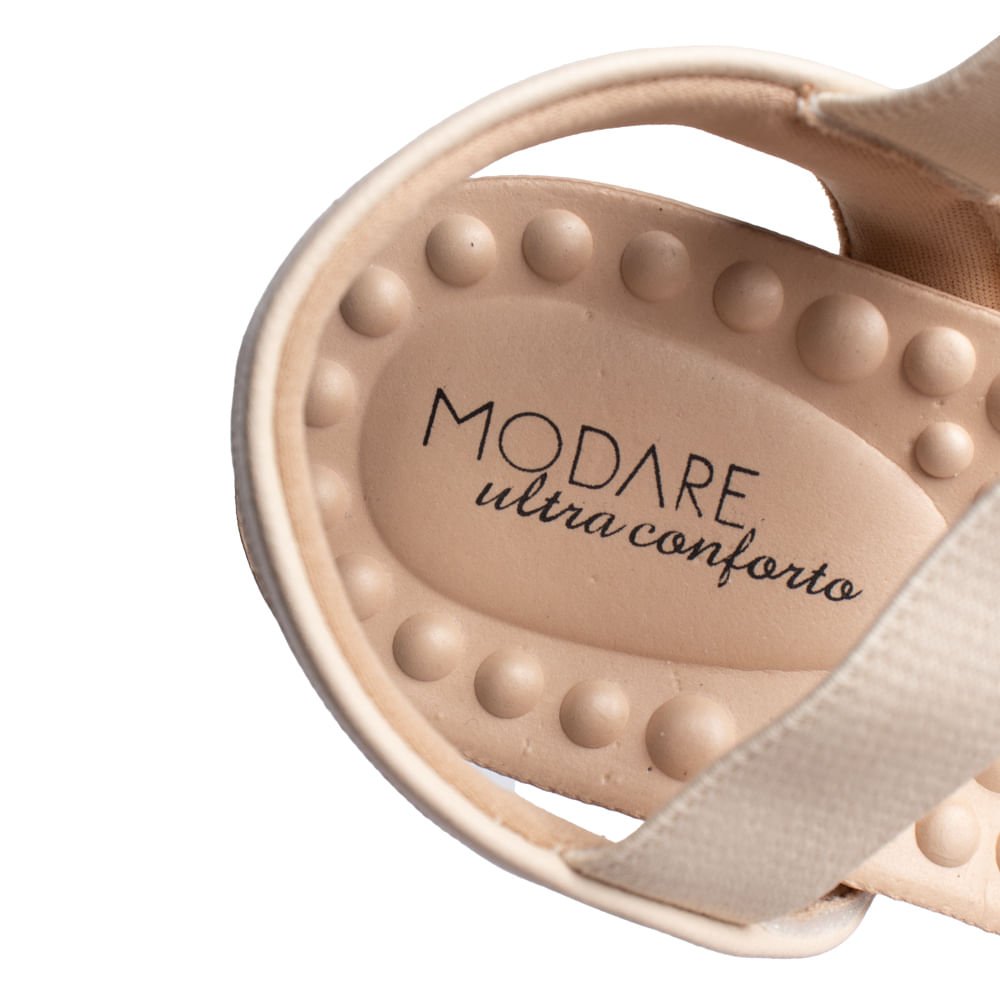 Sandália Feminina Modare com Tira Metalizada Bege Claro Bege Claro 5
