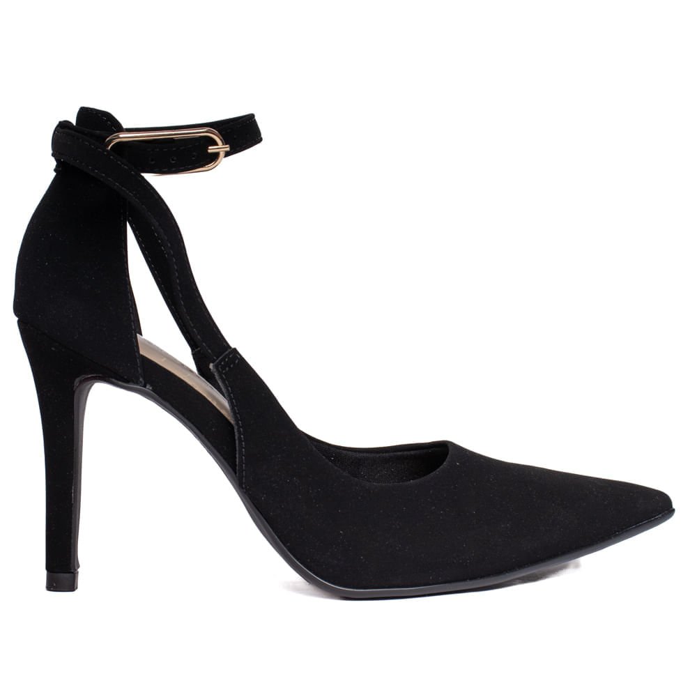 Scarpin Feminino Bebecê Nobuck Salto Fino Elegante Preto