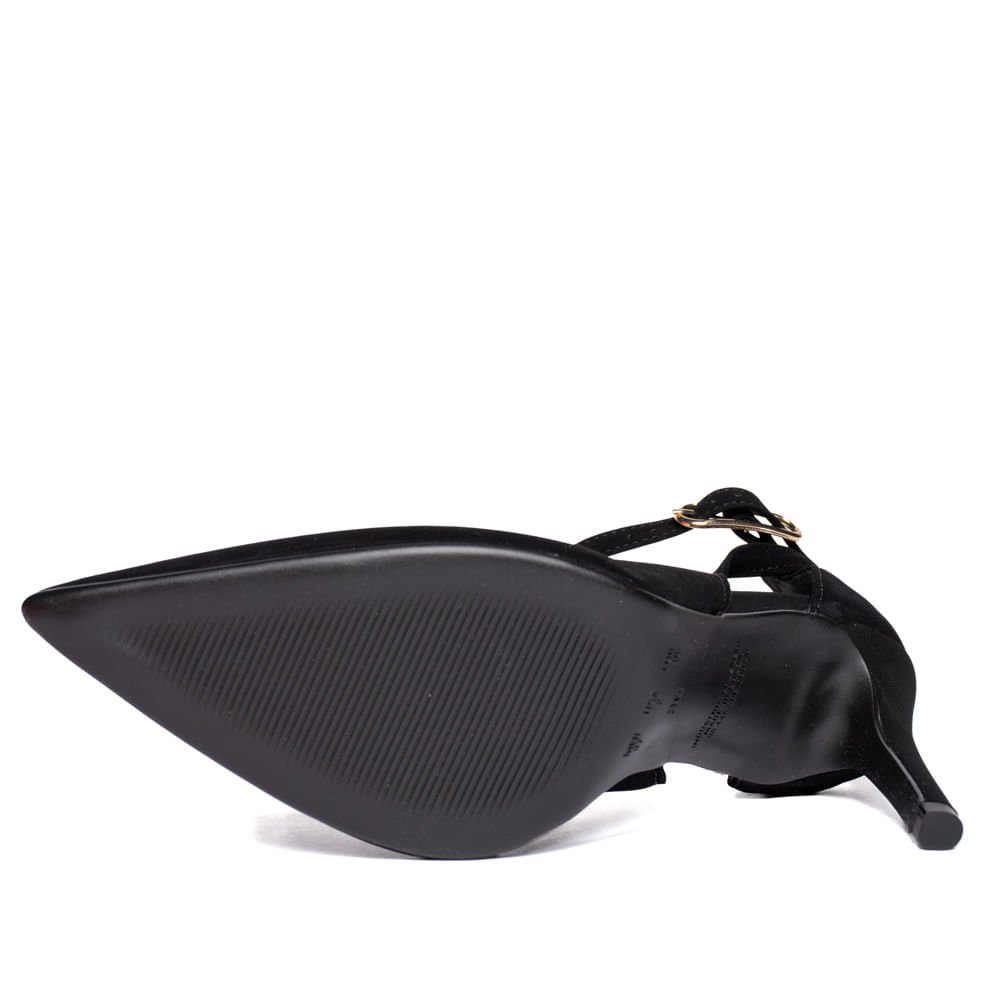 Scarpin Feminino Bebecê Nobuck Salto Fino Elegante Preto Preto 2