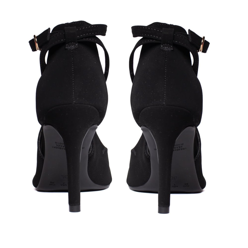 Scarpin Feminino Bebecê Nobuck Salto Fino Elegante Preto Preto 3