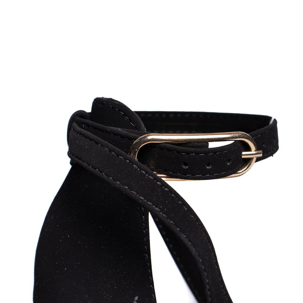 Scarpin Feminino Bebecê Nobuck Salto Fino Elegante Preto Preto 5