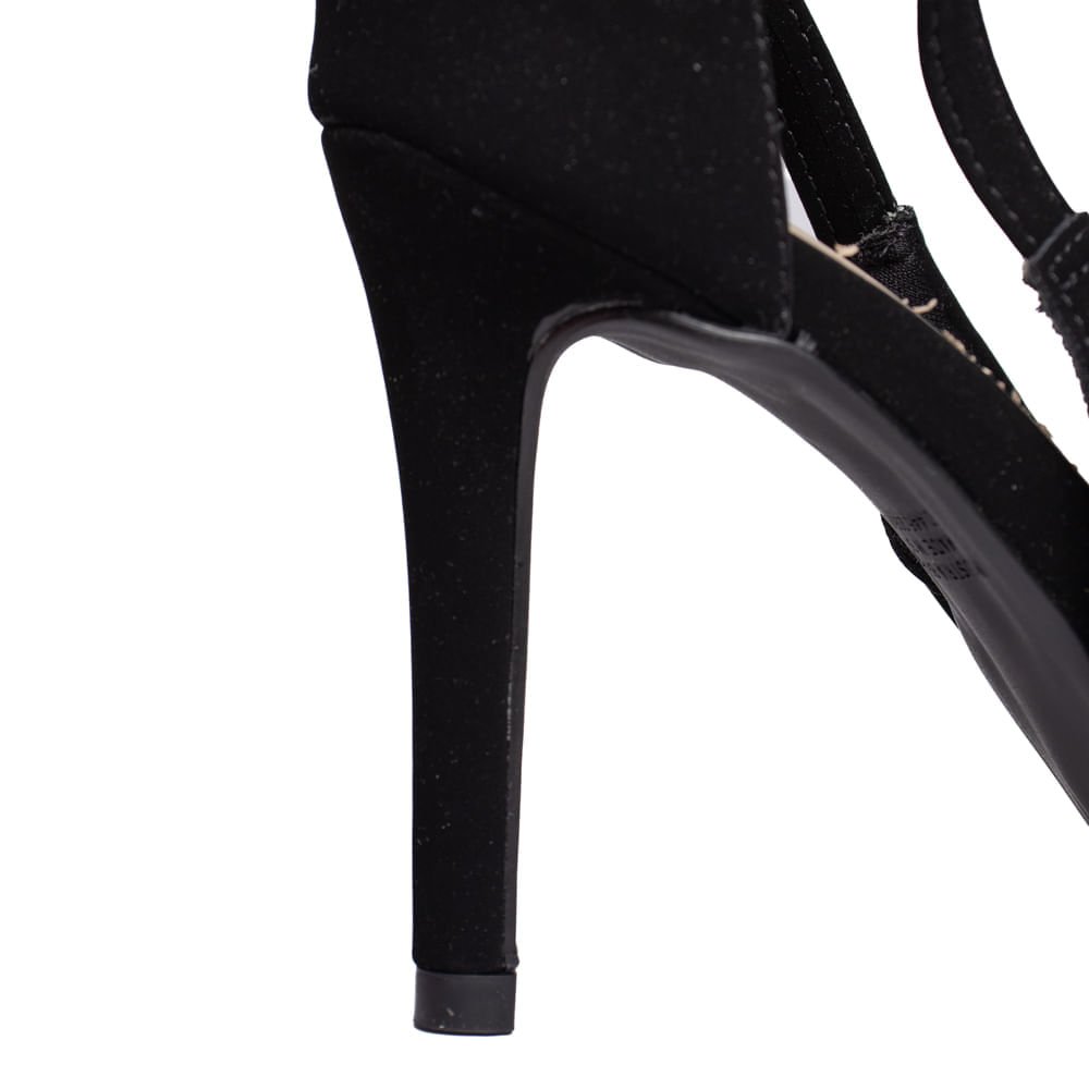 Scarpin Feminino Bebecê Nobuck Salto Fino Elegante Preto Preto 6