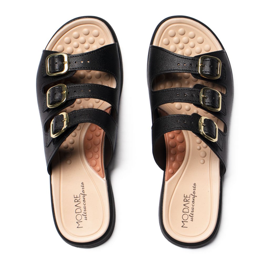 Tamanco Feminino Modare Anabela com Fivelas Preto Preto 4