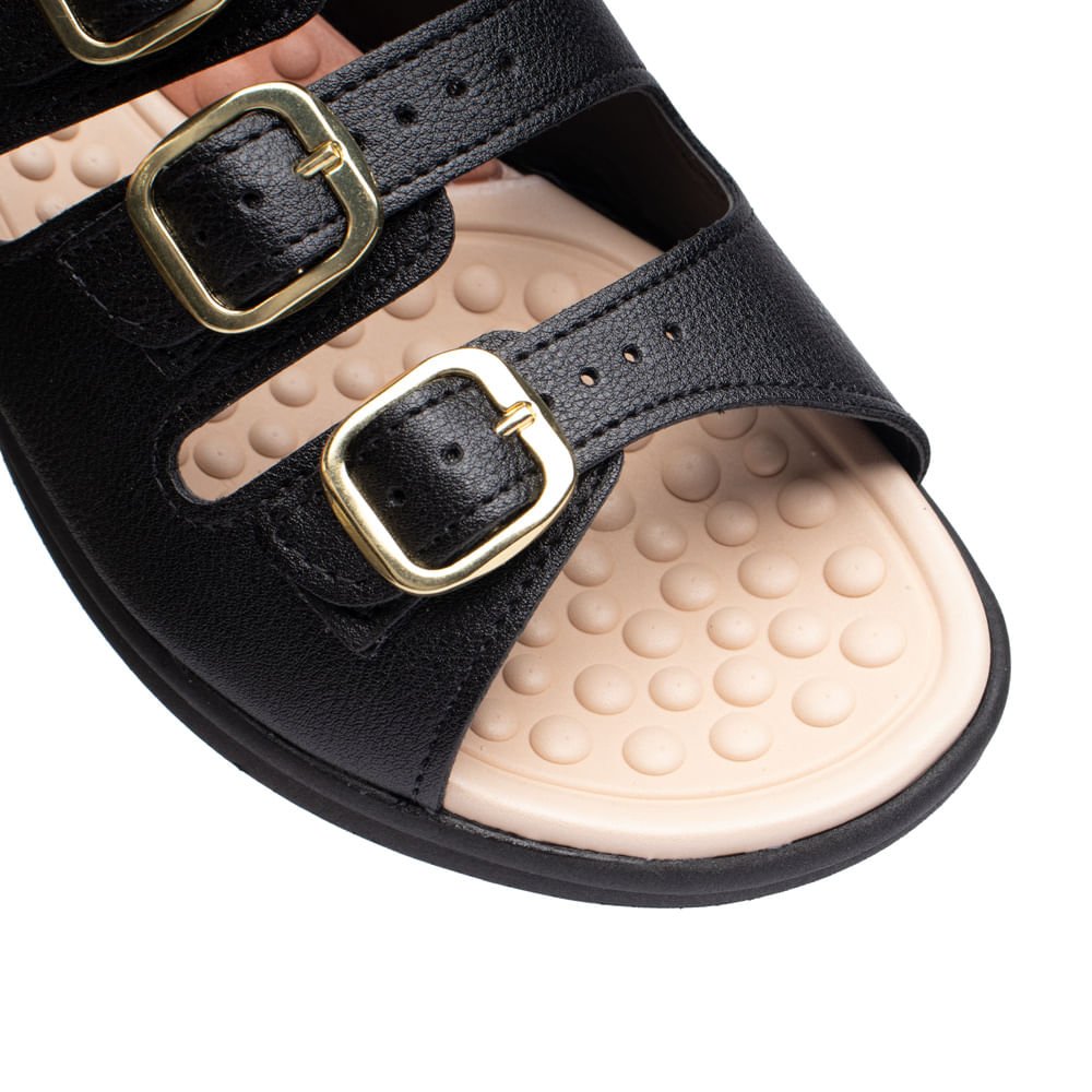 Tamanco Feminino Modare Anabela com Fivelas Preto Preto 5