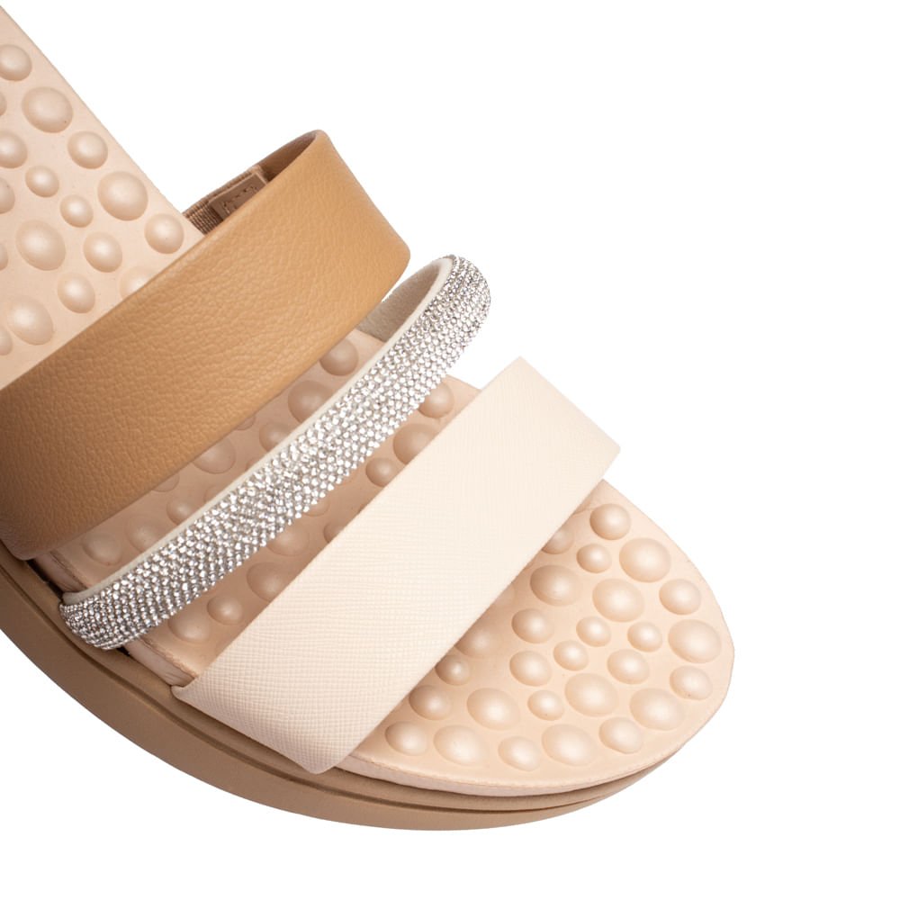 Tamanco Feminino Modare Anabela com Strass Bege Bege 5