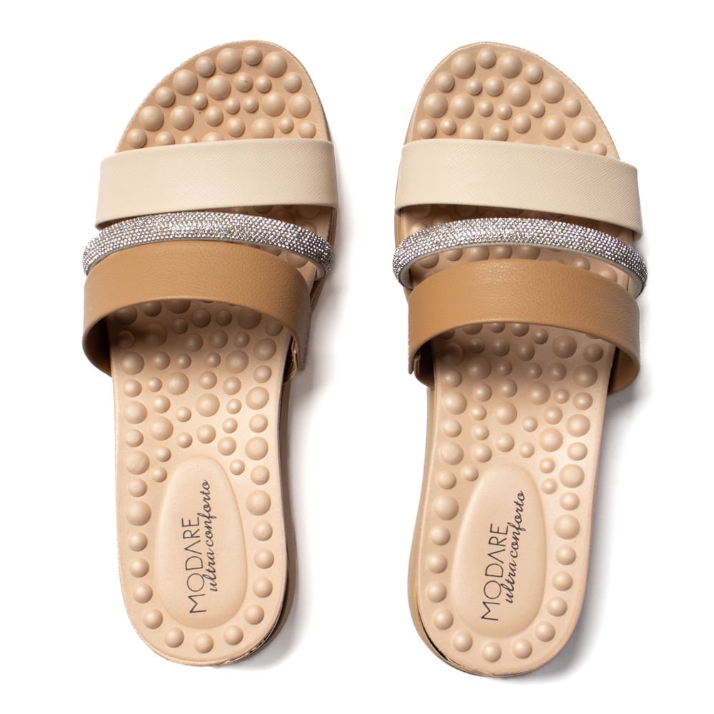 Tamanco Feminino Modare Anabela com Strass Bege Bege 4