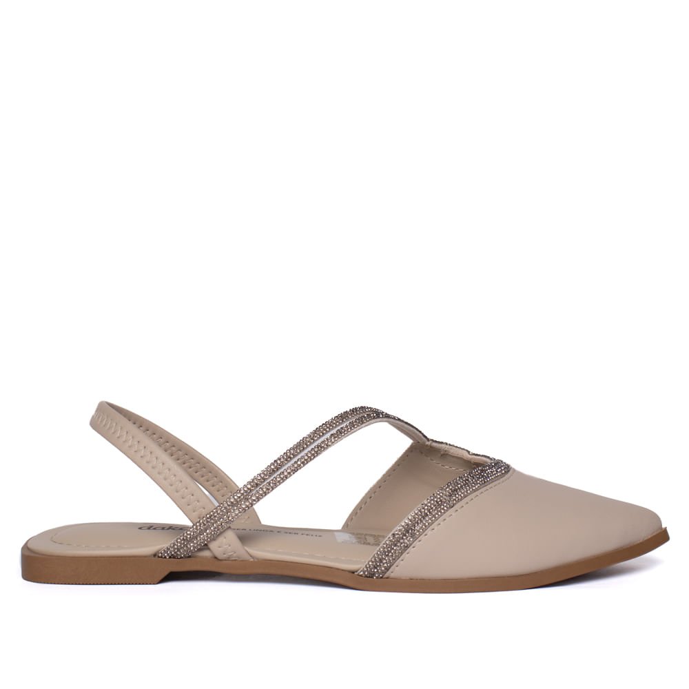 Mule Feminino Dakota Napa Strass Conforto Bege