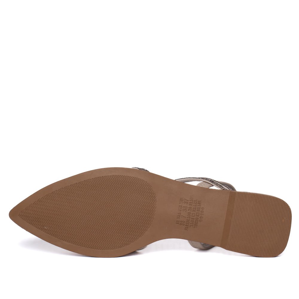 Mule Feminino Dakota Napa Strass Conforto Bege Bege 2