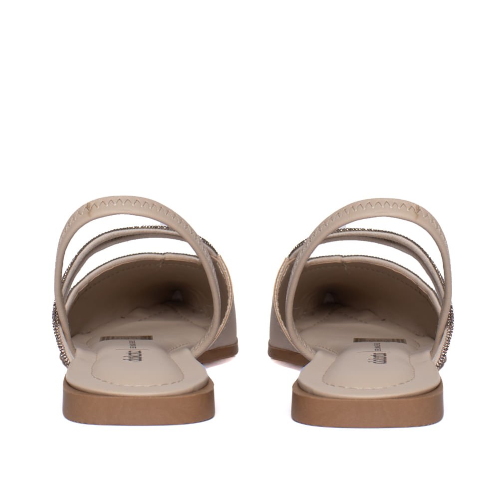 Mule Feminino Dakota Napa Strass Conforto Bege Bege 3