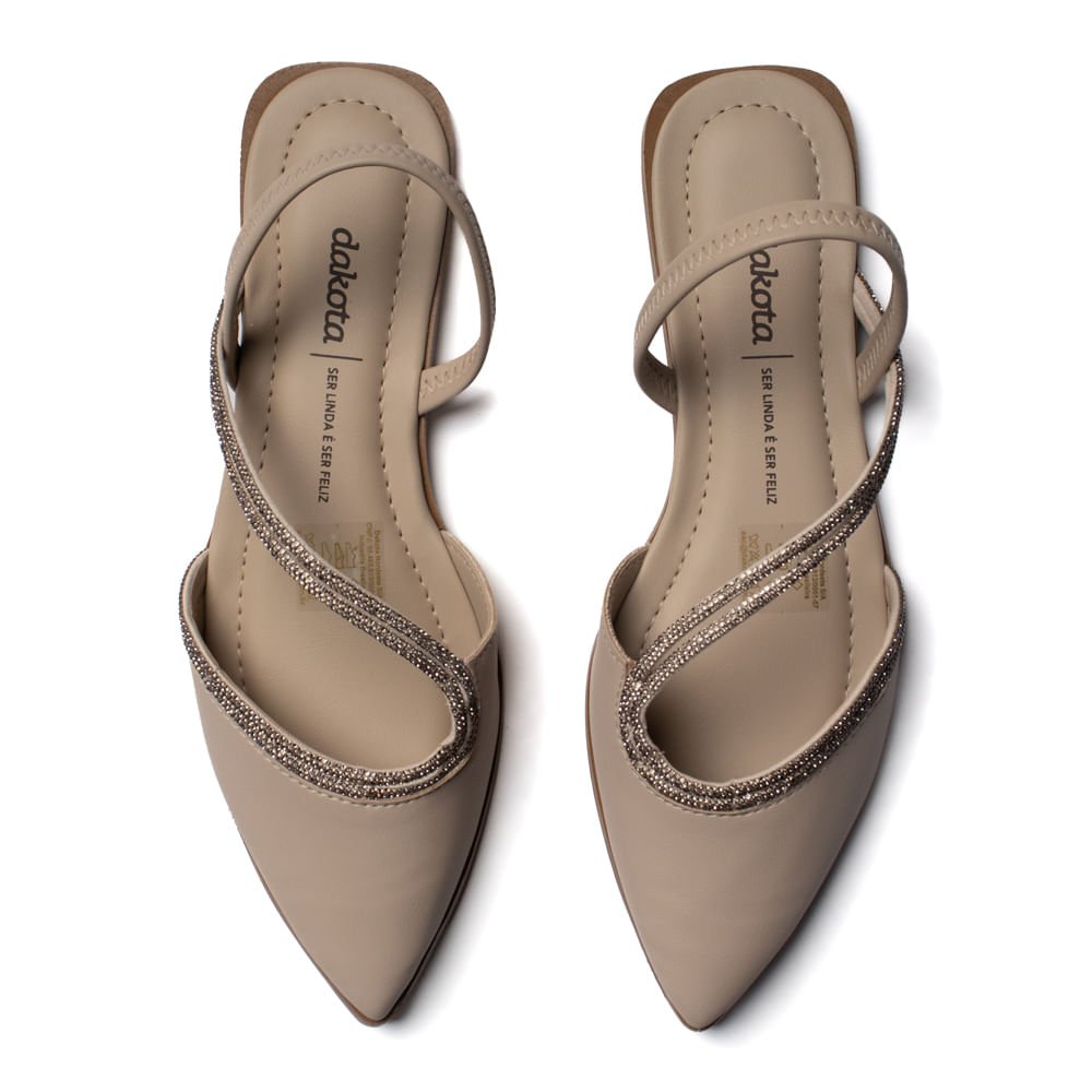 Mule Feminino Dakota Napa Strass Conforto Bege Bege 4