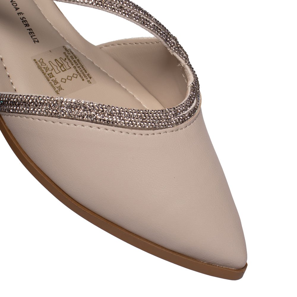 Mule Feminino Dakota Napa Strass Conforto Bege Bege 5