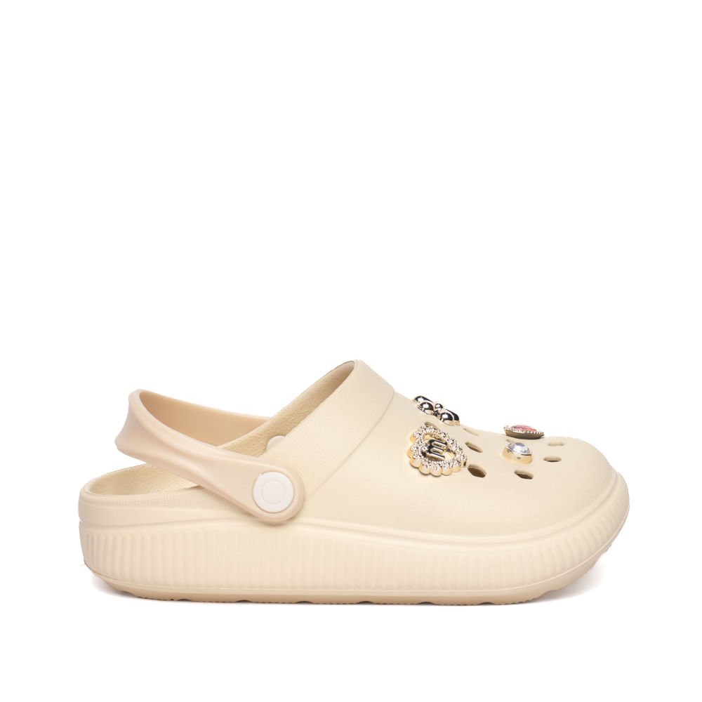 Sandália Babuche Infantil Molekinha Pins Decorativos Creme