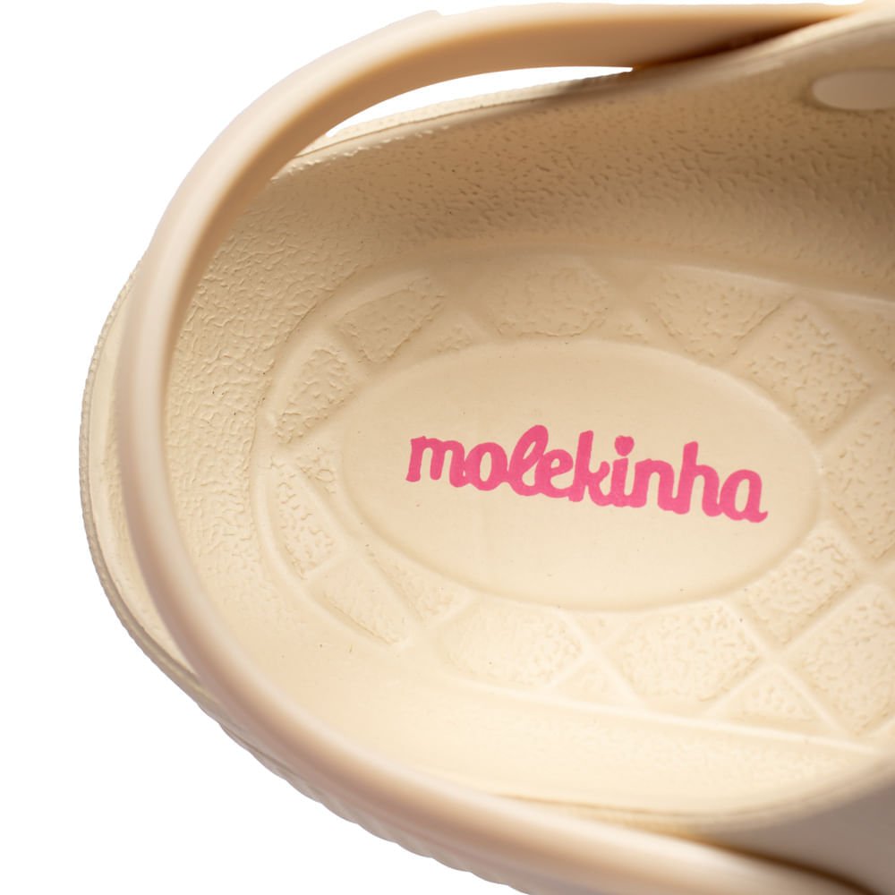 Sandália Babuche Infantil Molekinha Pins Decorativos Creme Bege 5