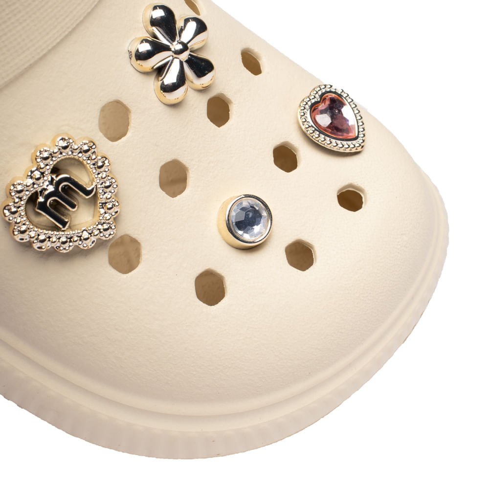 Sandália Babuche Infantil Molekinha Pins Decorativos Creme Bege 6