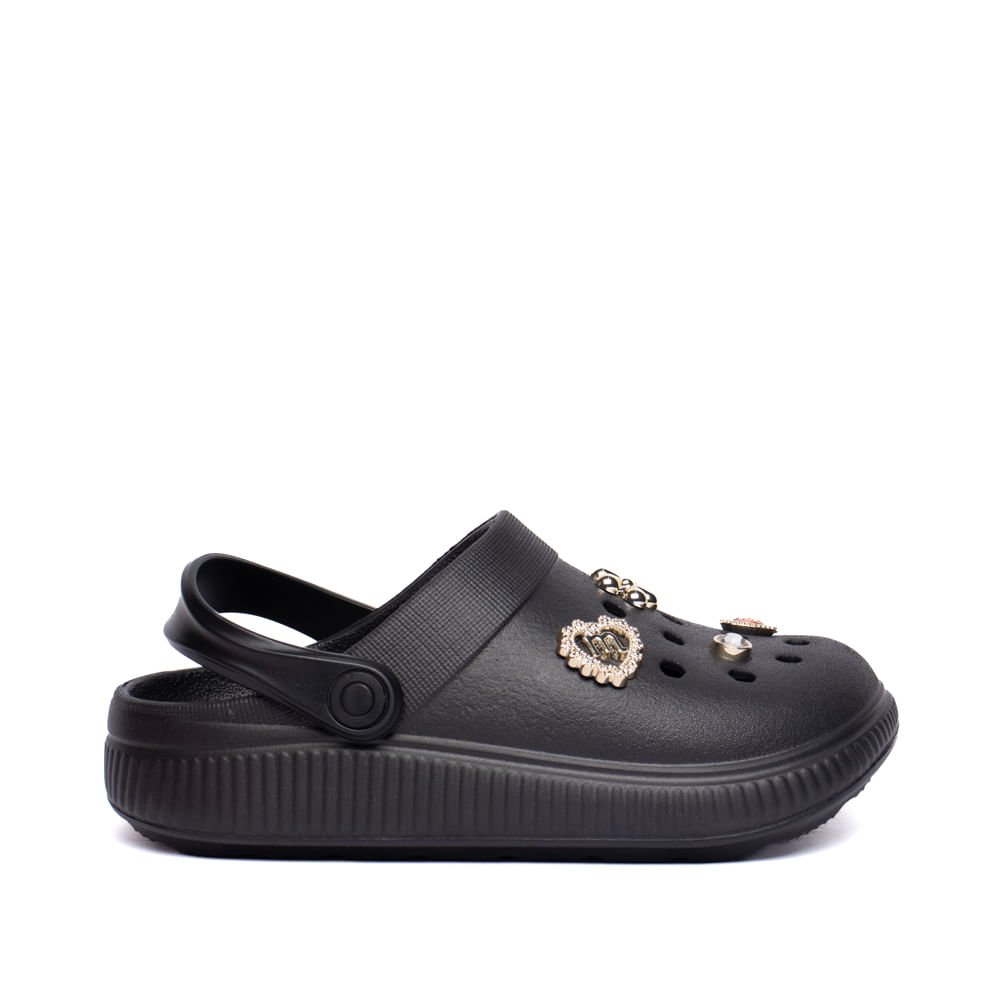 Sandália Babuche Infantil Molekinha Pins Decorativos Preto