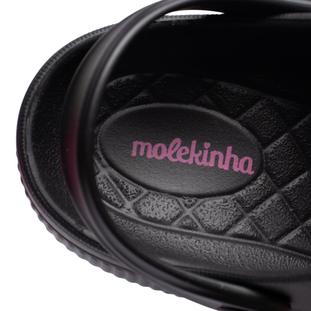 Sandália Babuche Infantil Molekinha Pins Decorativos Preto Preto 6