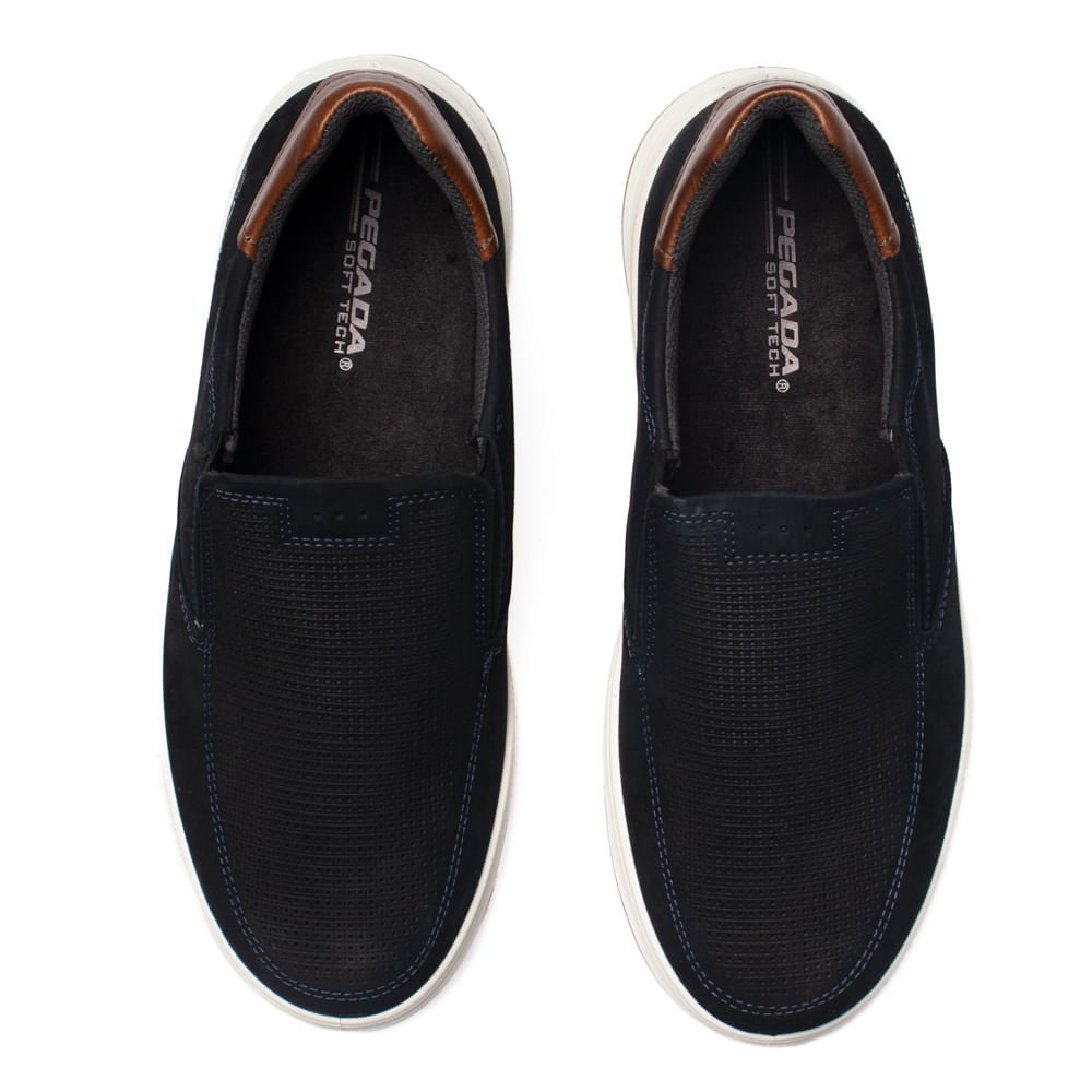 Sapato Masculino Pegada Slip On Nobuck Marinho/Marrom Marinho 2