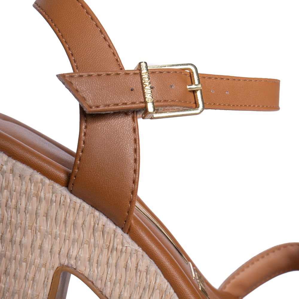 Sandália Feminina Vizzano Salto Bloco Napa Marrom Marrom 5