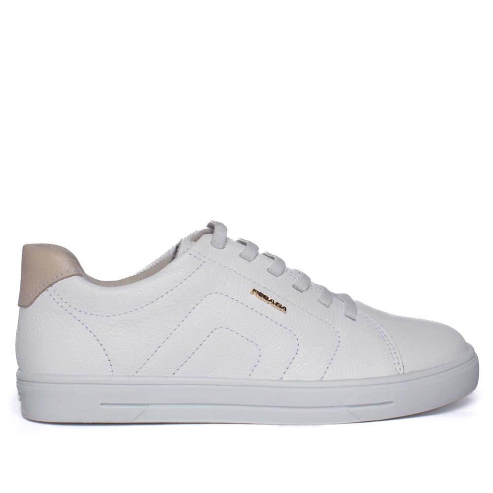 Tênis Feminino Pegada Couro Munique Burnished Branco/Bege