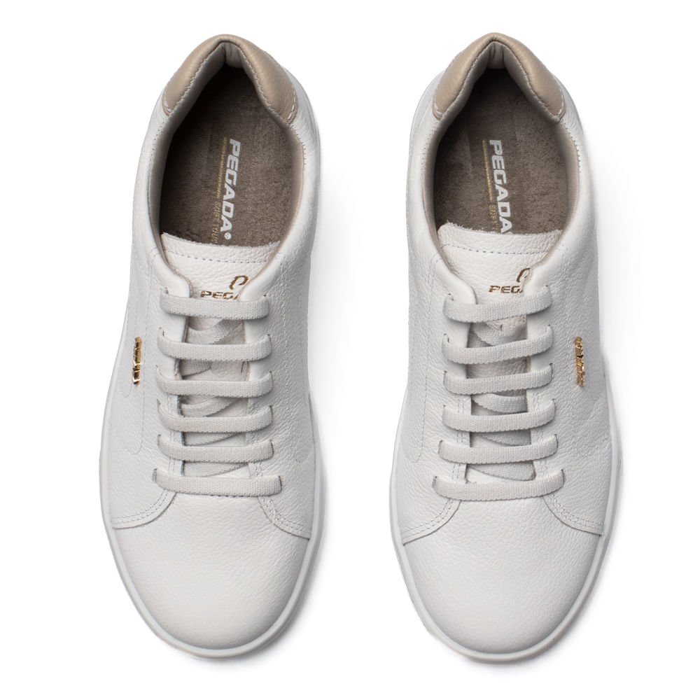 Tênis Feminino Pegada Couro Munique Burnished Branco/Bege Branco/Bege 4