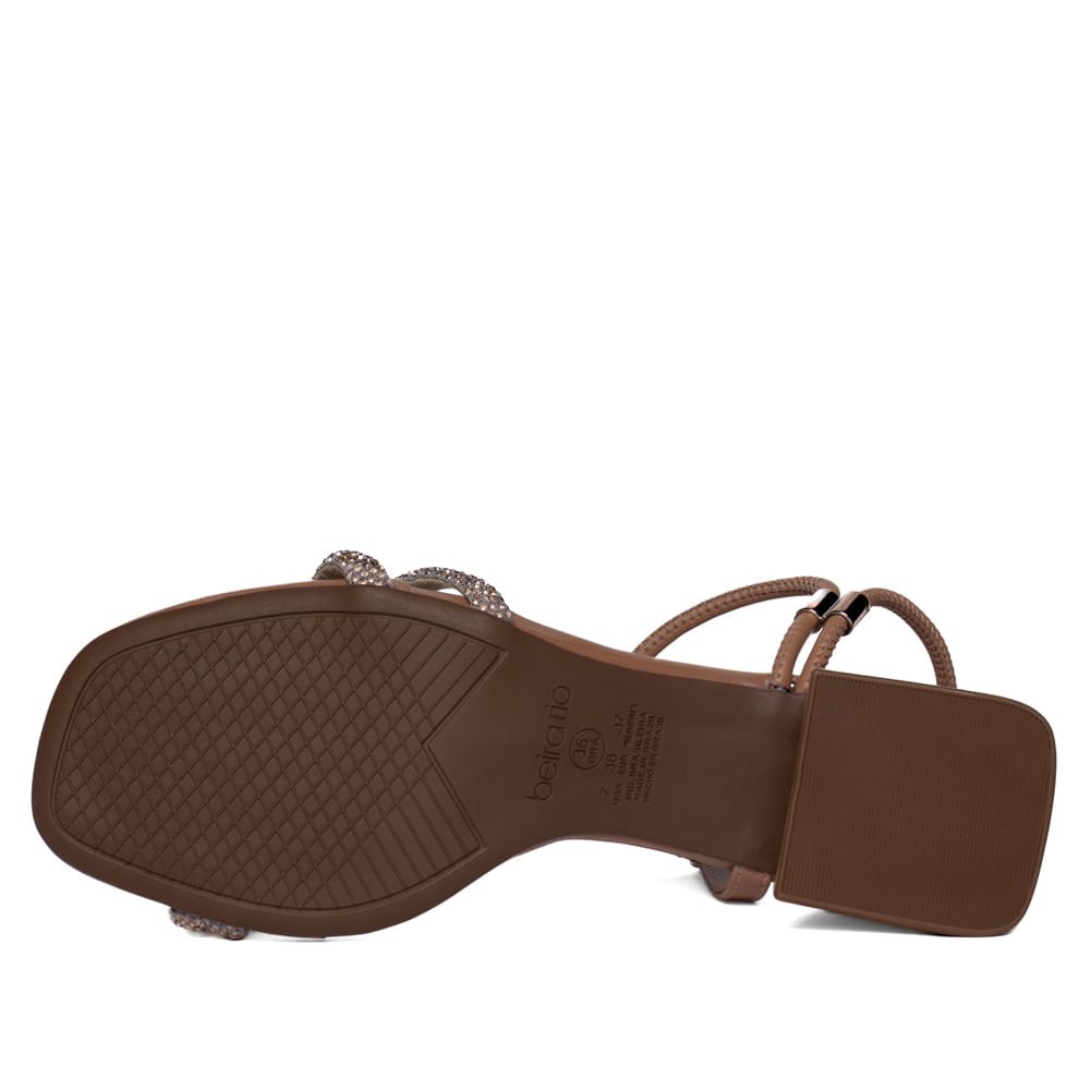 Sandália Feminina Beira Rio Salto Bloco Strass Nude Nude 2