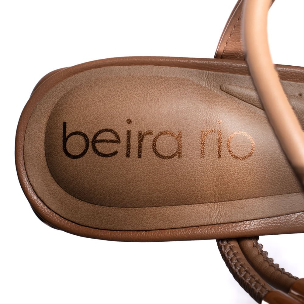 Sandália Feminina Beira Rio Salto Bloco Strass Nude Nude 6