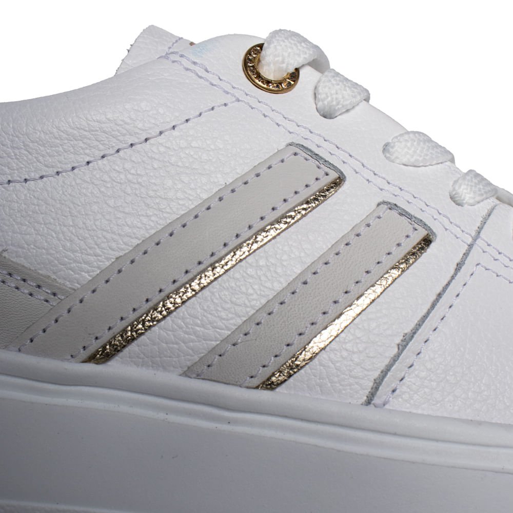 Tênis Feminino Pegada Couro Mia Burnished Branco/Dourado Branco/Dourado 5