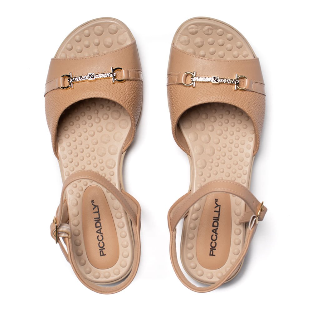 Sandália Feminina Piccadilly Rasteira Napa Wide Fit Nude Nude 4