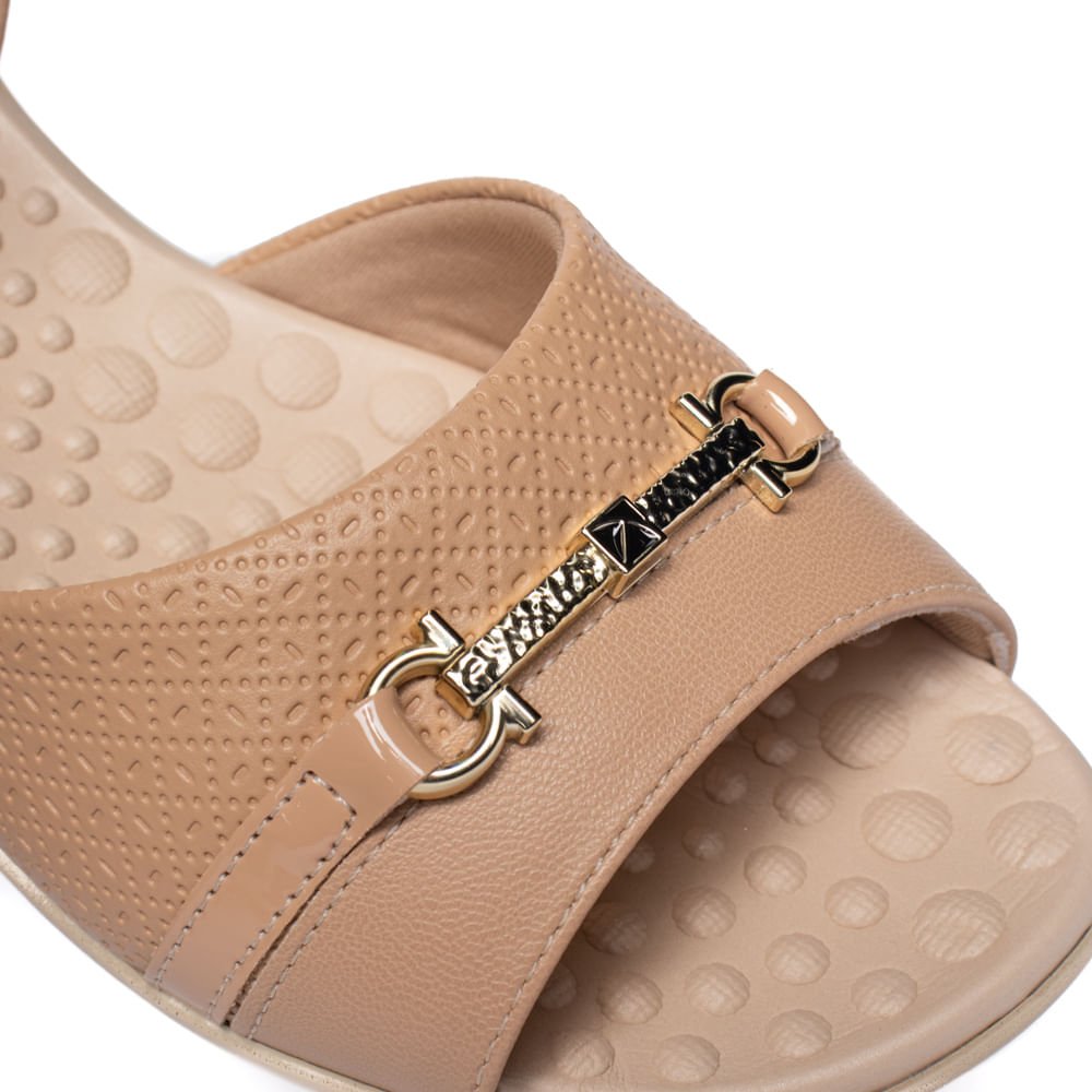 Sandália Feminina Piccadilly Rasteira Napa Wide Fit Nude Nude 5