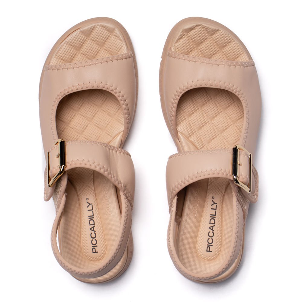 Sandália Feminina Piccadilly Papete Esporão Anabela Rose Rose 4