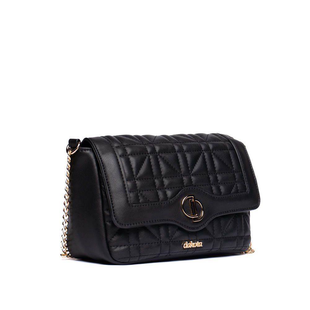 Bolsa Feminina Dakota Matelassê Transversal Pequena Preta Preto 3