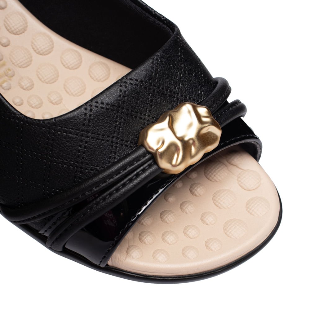 Sandália Feminina Piccadilly Slingback Napa Preto Preto 5
