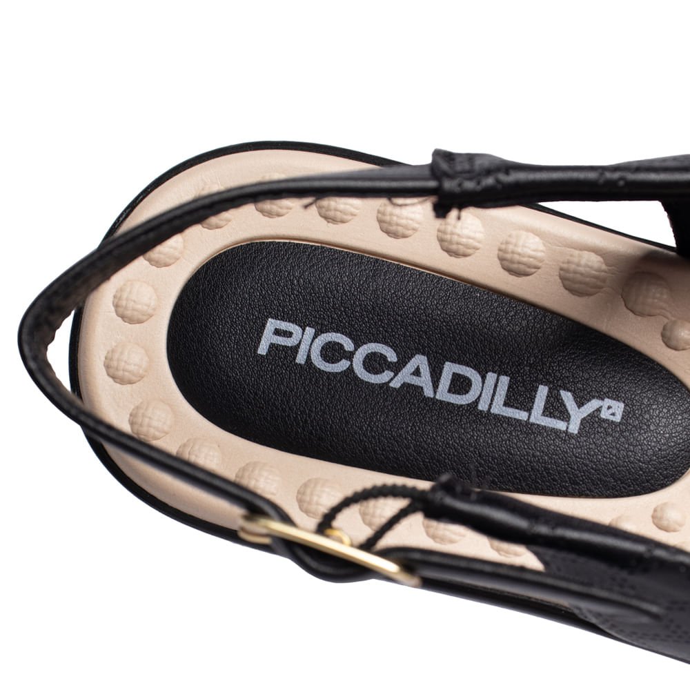Sandália Feminina Piccadilly Slingback Napa Preto Preto 6
