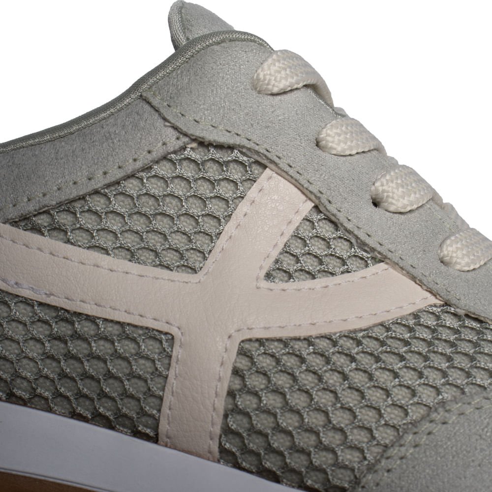Tênis Feminino Via Marte Camurça Tela Verde/Branco Cinza/Bege 4