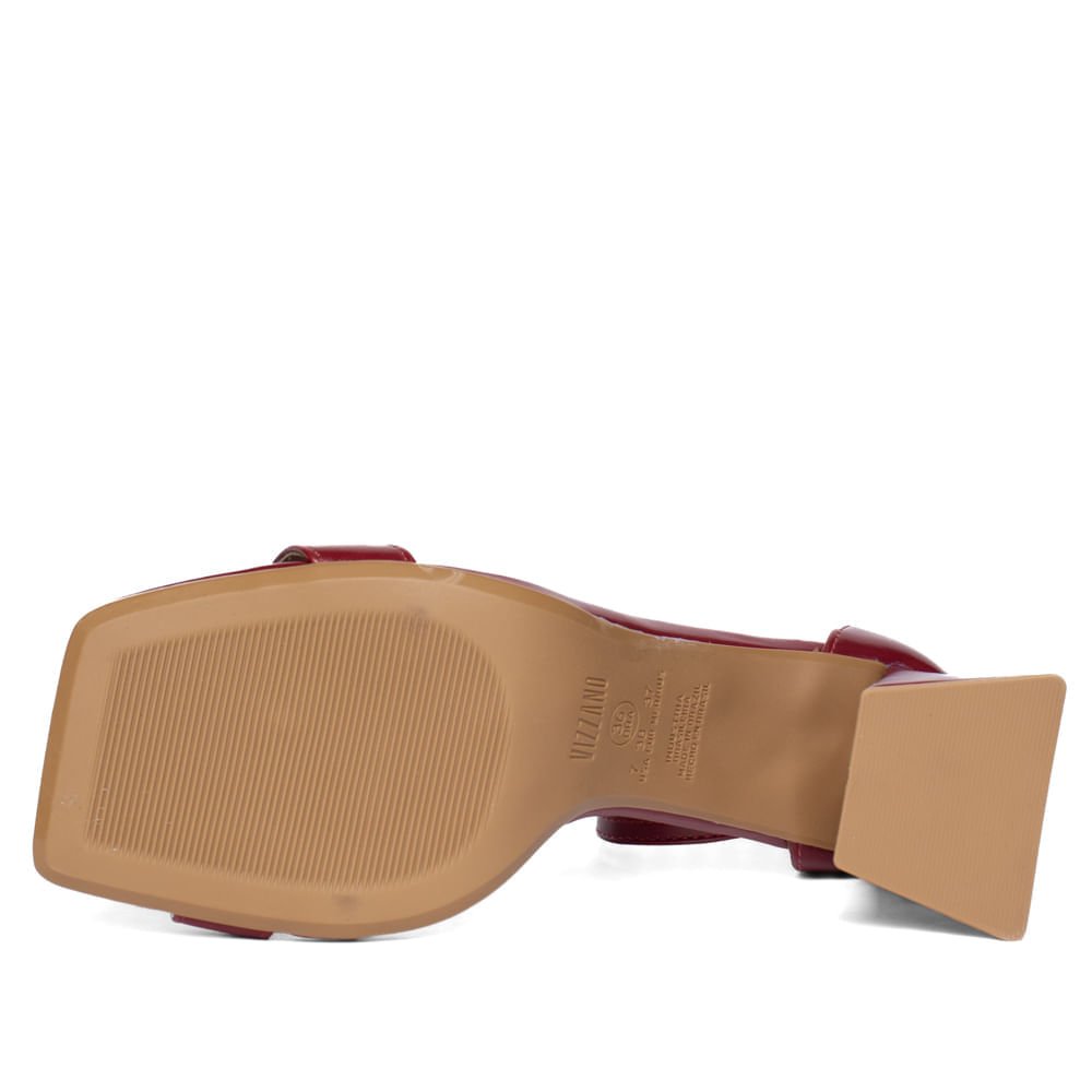 Sandália Feminina Vizzano Napa Salto Grosso Bordô Bordô 2