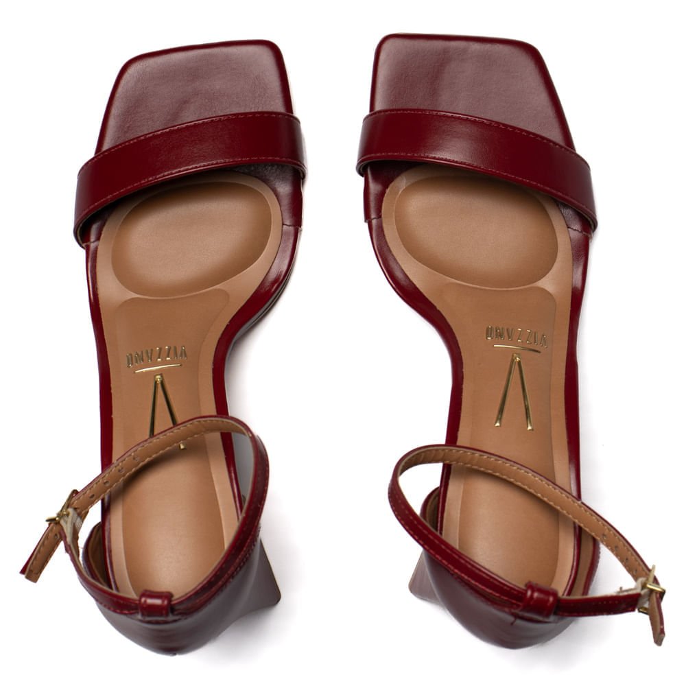 Sandália Feminina Vizzano Napa Salto Grosso Bordô Bordô 4