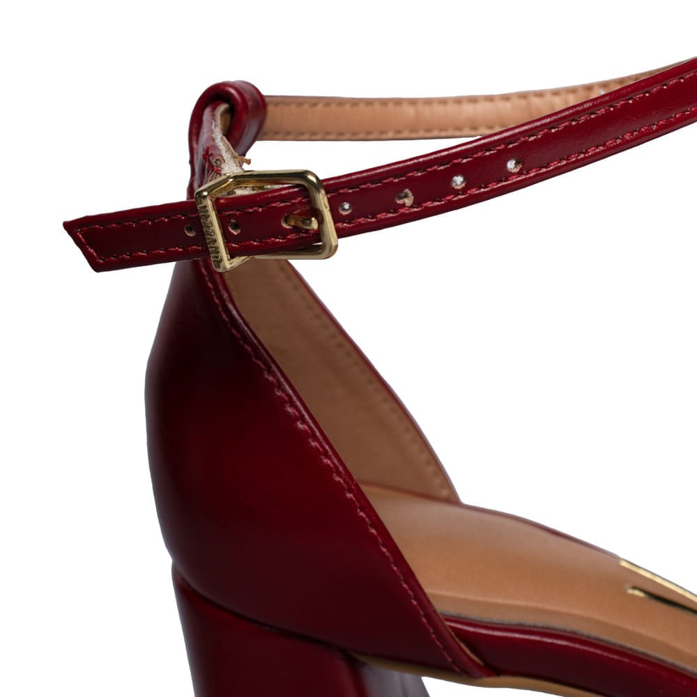 Sandália Feminina Vizzano Napa Salto Grosso Bordô Bordô 6