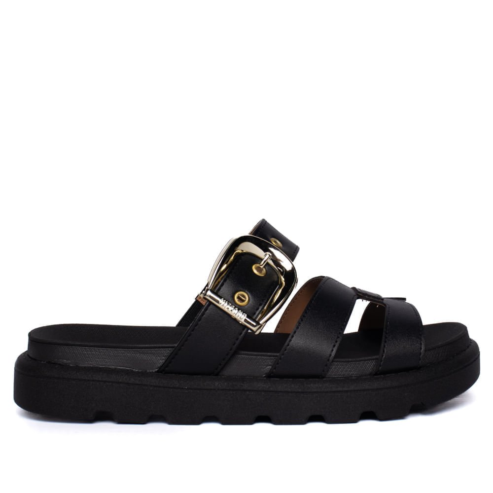 Chinelo Slide Feminino Vizzano Flatform Tratorado Preto Preto 2